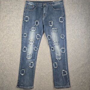 Biepa Jeans Mens 40x33 Gold Accents Distressed Art Designer Streetwear Y2K